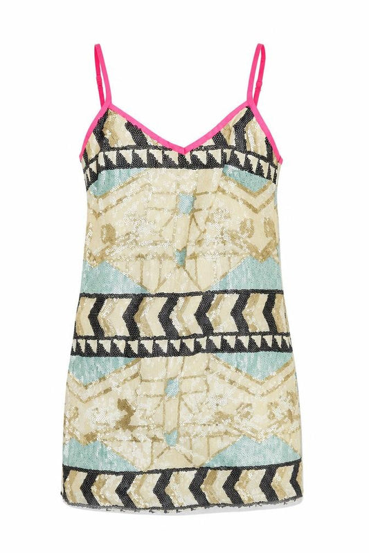 Front view of Miss Selfridge women’s multicoloured animal print camisole tank, size UK 6