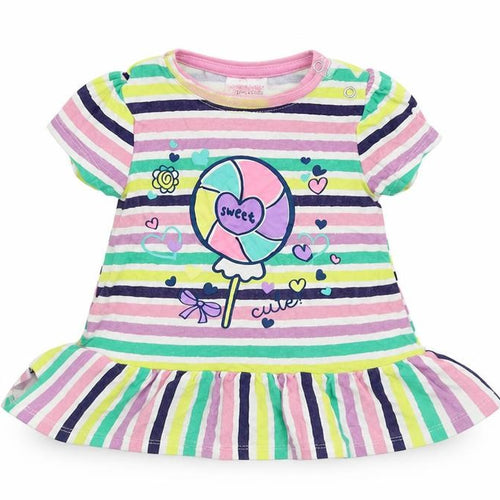 So Cute Girls Multicoloured Striped  Basic Dress Shirt Size 9-12 Months