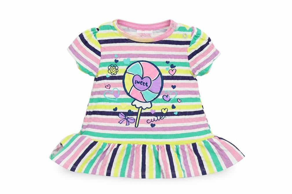 So Cute Girls Multicoloured Striped  Basic Dress Shirt Size 9-12 Months