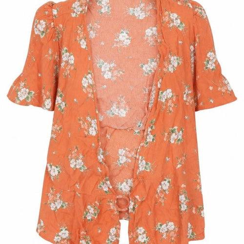 Newlook Womens Orange Floral  Basic T-Shirt Size 14  - komono