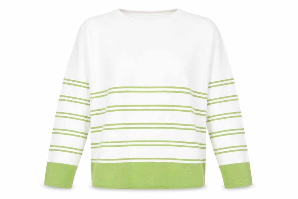 Sweewe Womens Green Striped  Pullover Jumper Size M