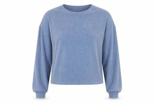 Front view of New Look women’s blue jumper, size M
