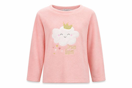 Front view of just like you girls’ pink animal print top pyjama top, size 8-9, years