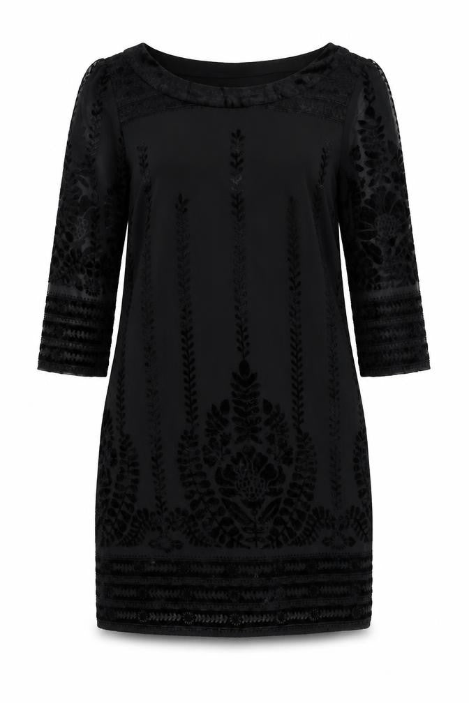 m&s Womens Black Floral  Fit & Flare  Size 8