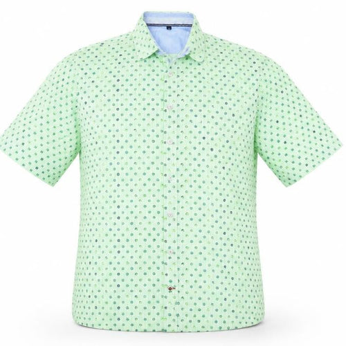 Olymp Mens Green Geometric   Button-Up Size L