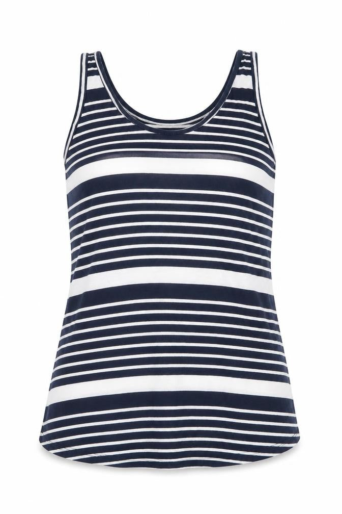 Warehouse Womens Blue Striped Jersey Basic Tank Size 8