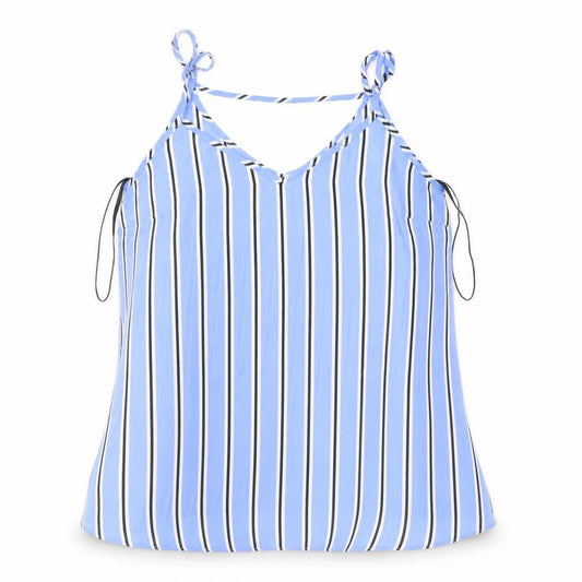 Front view of Primark women’s blue striped camisole blouse, size UK 8