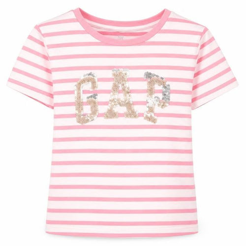 Gap Girls Pink Striped  Basic T-Shirt Size S