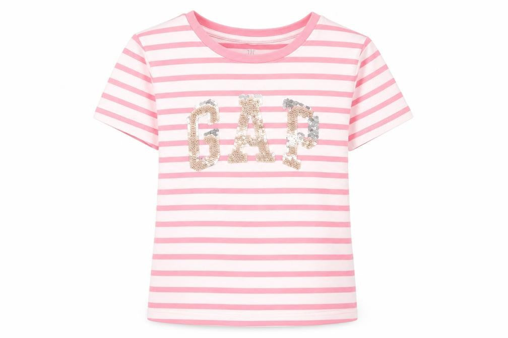 Gap Girls Pink Striped  Basic T-Shirt Size S