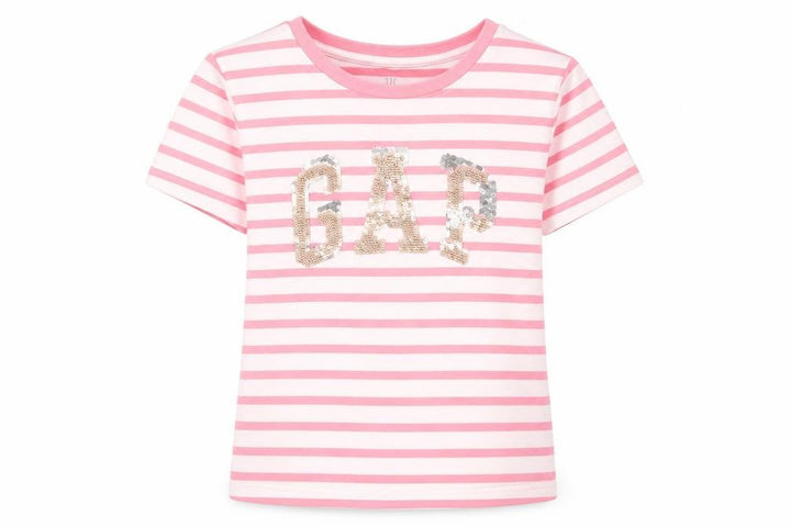 Gap Girls Pink Striped  Basic T-Shirt Size S