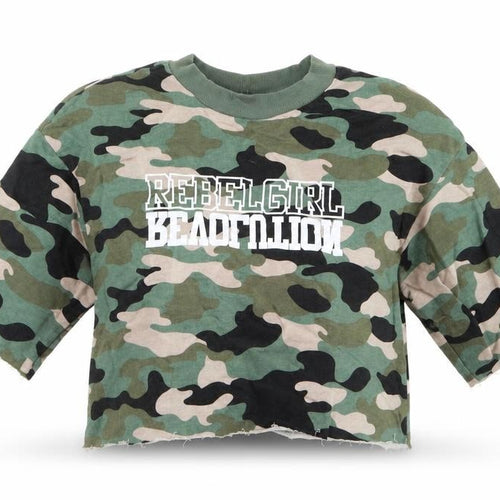 Divided by H&M Womens Green Camouflage Jersey Pullover Sweatshirt Size XS  - Cropped