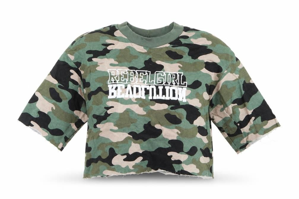 Divided by H&M Womens Green Camouflage Jersey Pullover Sweatshirt Size XS  - Cropped