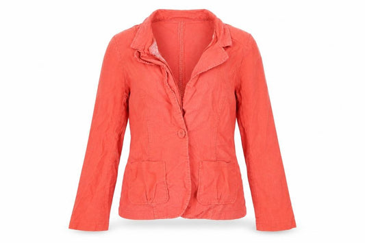Front view of Peacocks women’s red jacket, size UK 14