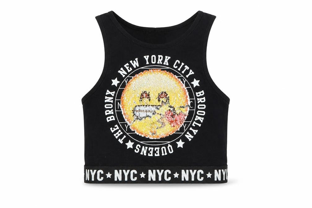 NYC Girls Black   Basic Tank Size 10-11 Years