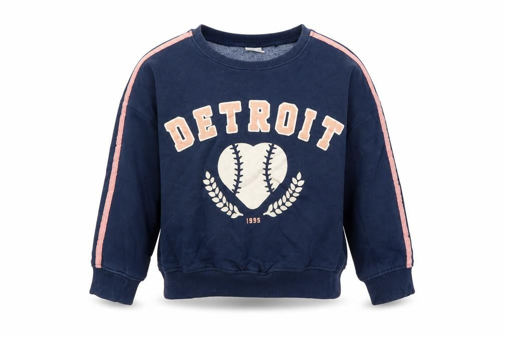 Front view of Next girls’ blue pullover sweatshirt, size 6, years