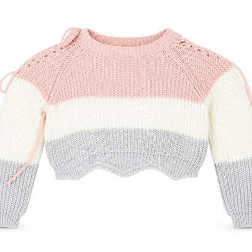 quix Girls White Striped  Pullover Jumper Size S