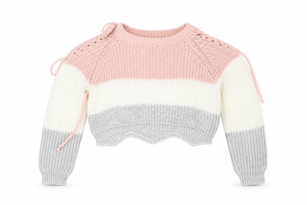 quix Girls White Striped  Pullover Jumper Size S