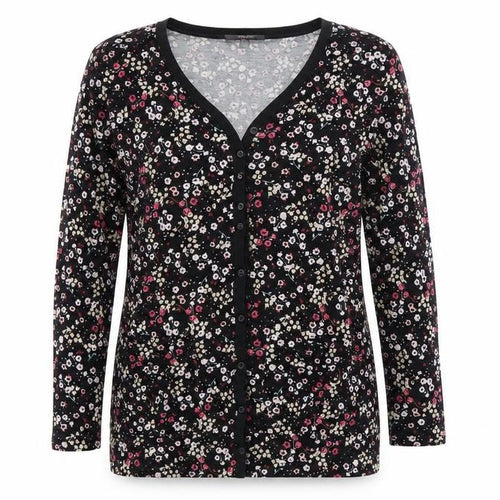 STUDIO BASICS Womens Black Floral  Cardigan Jumper Size 8