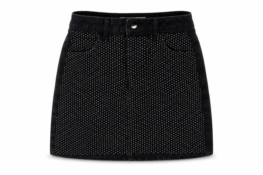 Topshop Womens Black  Denim Mini Skirt Size 8
