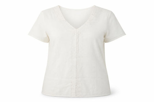 Front view of JULIPA women’s white basic t-shirt, size UK 14