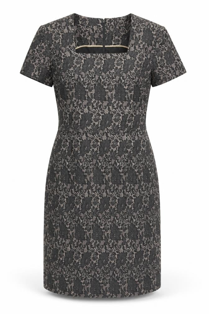 Front view of Savoir women’s brown rayon sheath, size UK 14