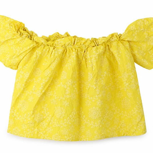 Preworn Womens Yellow Floral  Basic Blouse Size M