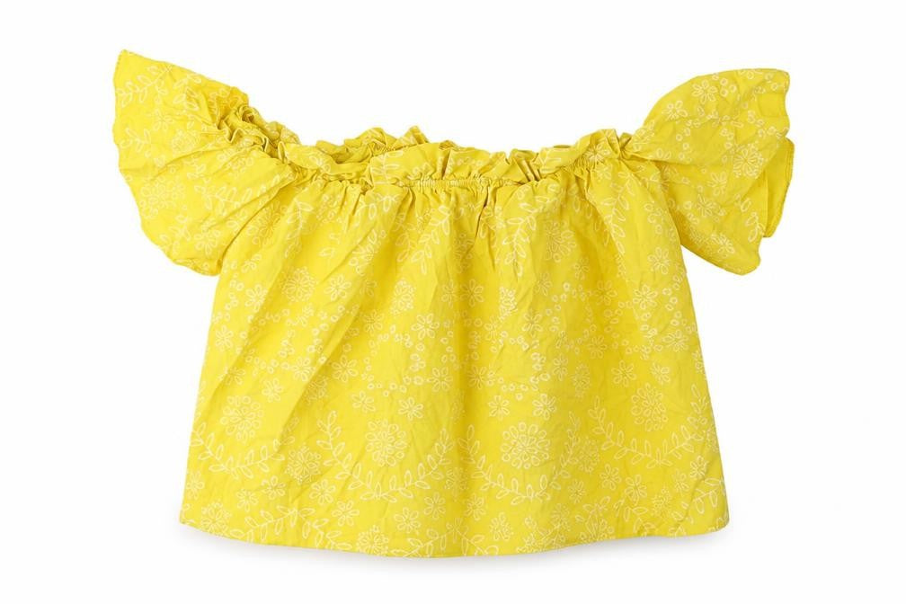 Preworn Womens Yellow Floral  Basic Blouse Size M