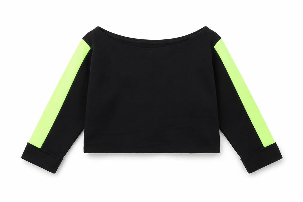 Front view of Boohoo women’s black pullover sweatshirt, size UK 10