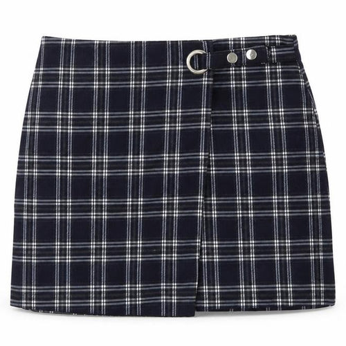 Preworn Womens Blue Check  Mini Skirt Size 27 in