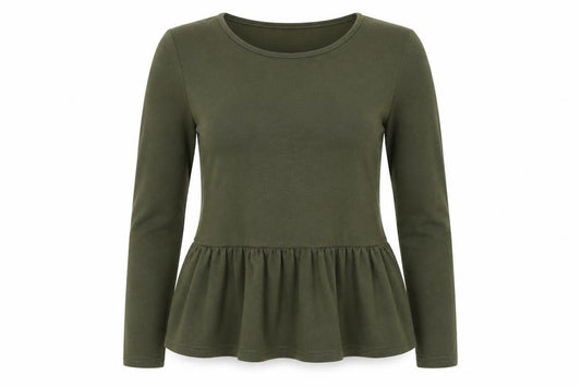 Front view of Boohoo women’s green jumper, size UK 8