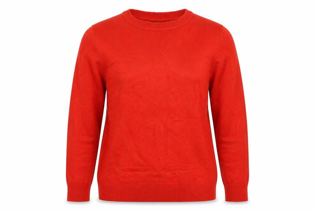Front view of Atmosphere women’s red knit jumper, size UK 8