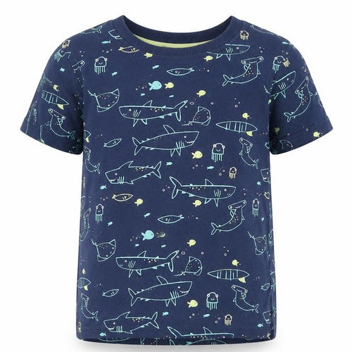 George Girls Blue Animal Print  Basic T-Shirt Size 3-4 Years