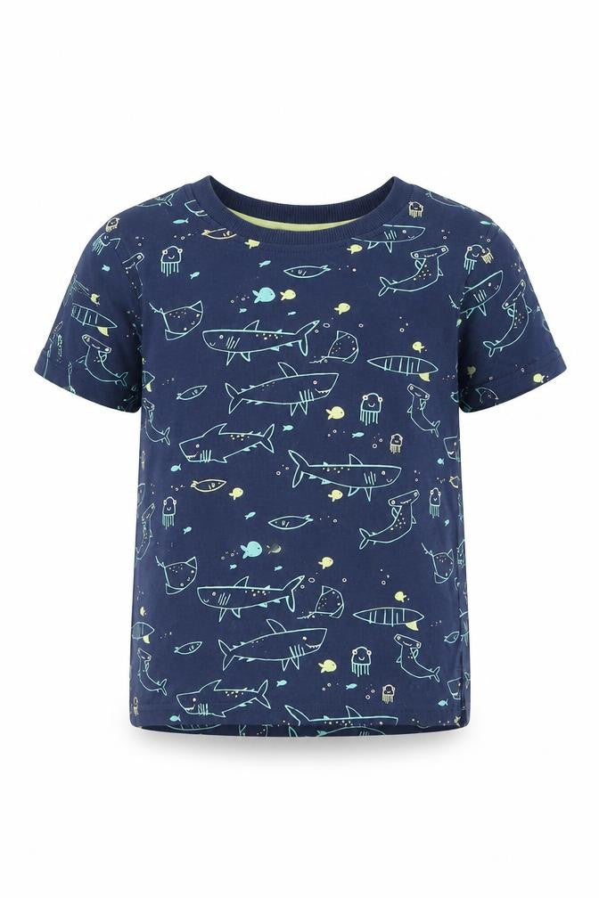 George Girls Blue Animal Print  Basic T-Shirt Size 3-4 Years