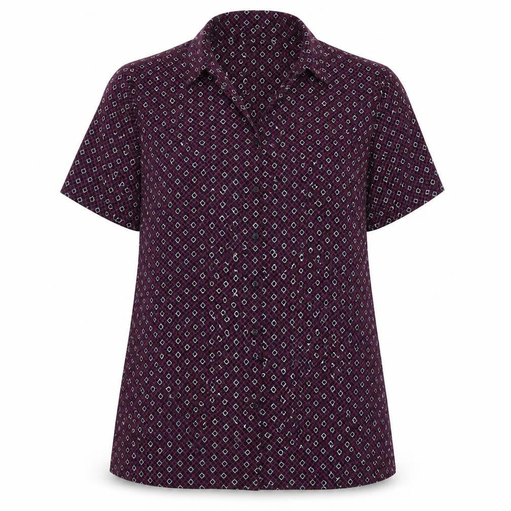 Vortex Womens Purple Geometric  Basic Button-Up Size 14