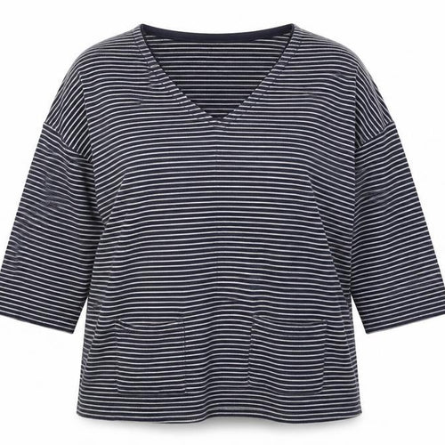 Easy Womens Blue Striped  Basic T-Shirt Size S