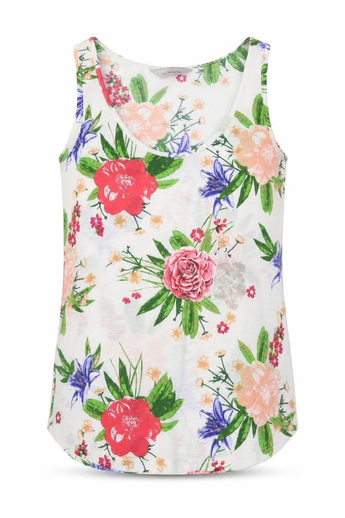 dorophy perkins Womens White Floral  Basic Tank Size 6