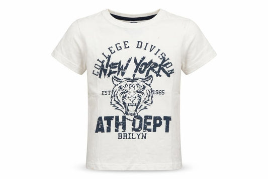 Front view of Urban Department boys’ white basic t-shirt, size 8, years