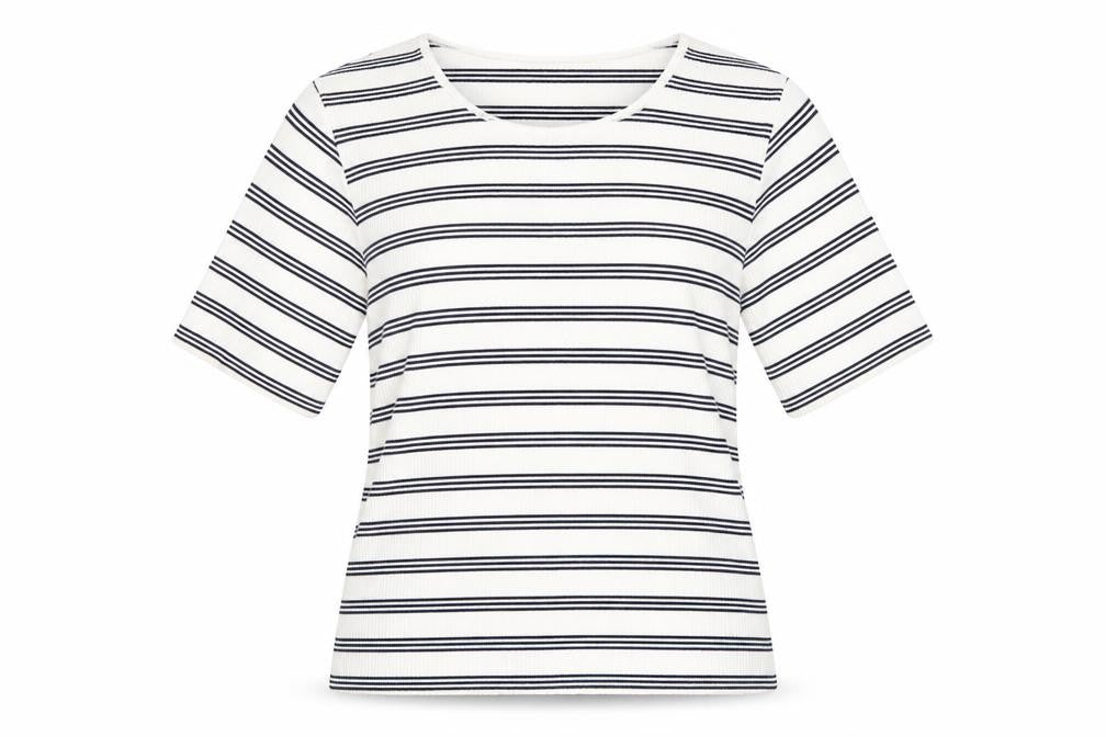 Swell Womens White Striped  Basic T-Shirt Size 12