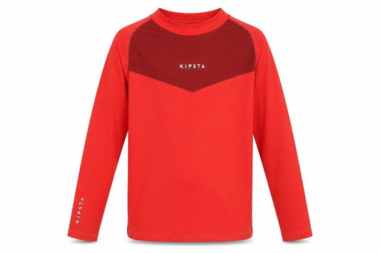 Front view of Decathlon boys’ red basic t-shirt, size 12, years