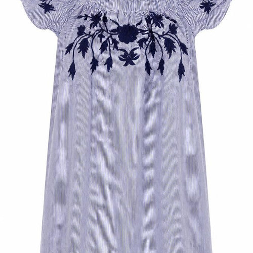 Select Womens Blue Striped  Fit & Flare  Size 10