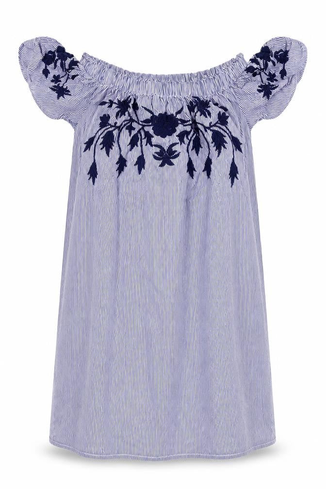 Select Womens Blue Striped  Fit & Flare  Size 10