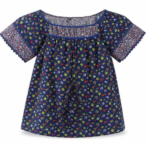 Topshop Womens Blue Floral  Basic T-Shirt Size 8