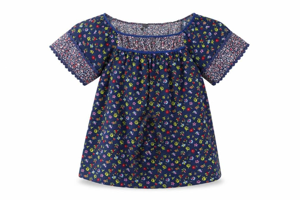 Topshop Womens Blue Floral  Basic T-Shirt Size 8