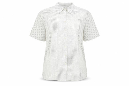 Front view of Marks & Spencer women’s white basic button-up, size L