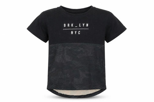 Front view of brk lyn boys’ black basic t-shirt, size 6-7, years