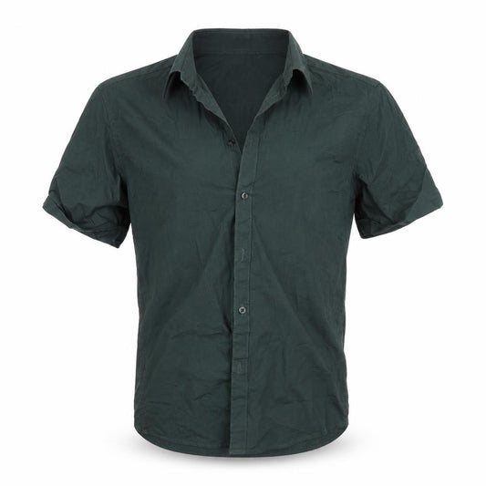 Front view of ASOS men’s green button-up, size S
