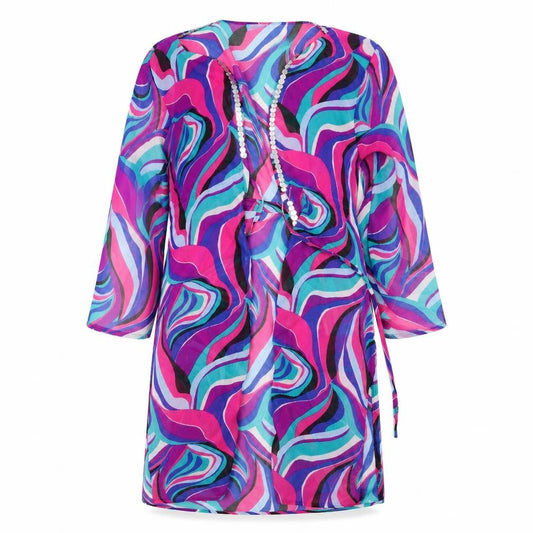 Front view of the beach women’s multicoloured cardigan jumper, size UK 14