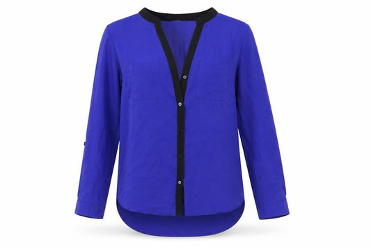Front view of Primark women’s purple basic button-up, size UK 8