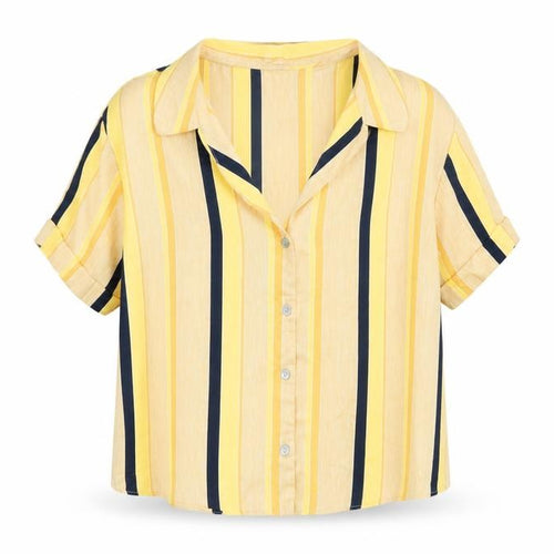 TRF Collection Womens Yellow Striped  Basic Blouse Size S