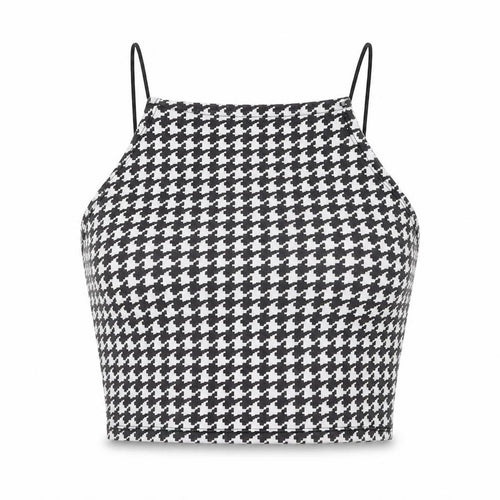 miss guided  Womens Black Check  Basic T-Shirt Size 10